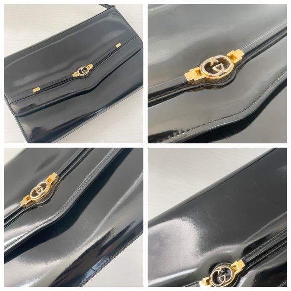 Gucci black patent leather GG logo vintage shoulder bag rare - Picture 4 of 12